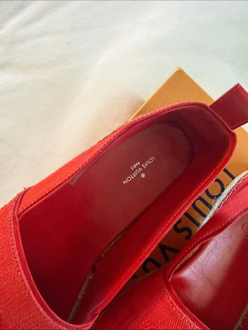 Louis Vuitton Red Canvas Espadrilles with Script Logo